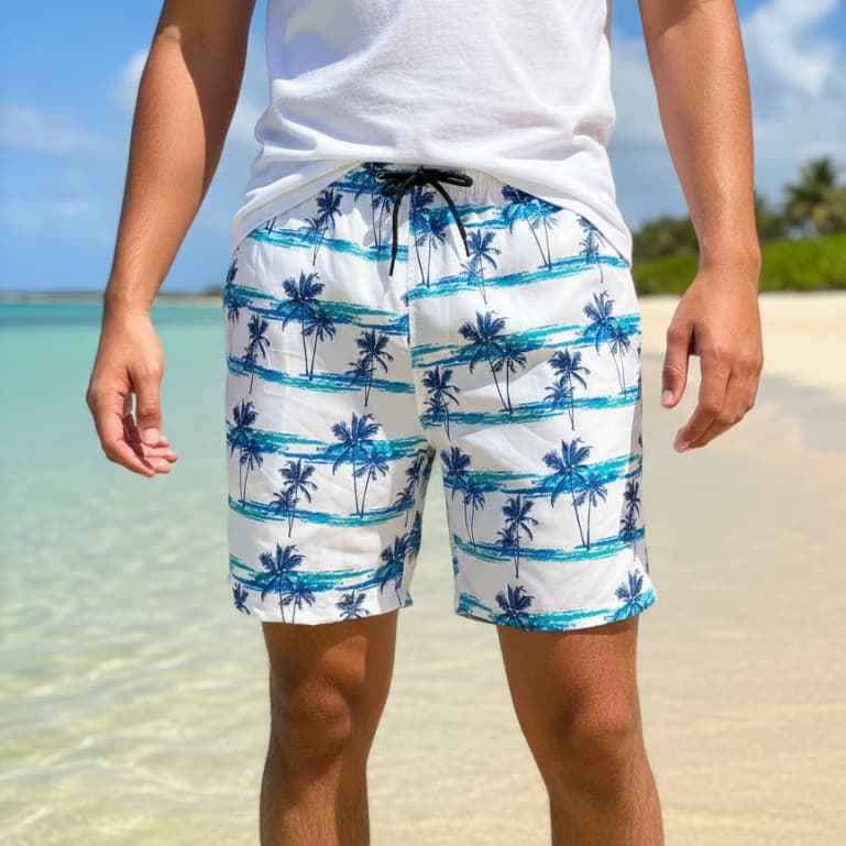 Short Praia Masculino Estampado Secagem Rápida Cós Elástico Verão Bermuda Mauricinho Piscina Academia