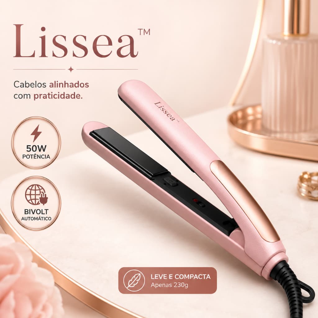 Prancha Alisadora Profissional Lissea™ 50W Bivolt Chapinha Portátil Para Alisar Cabelos