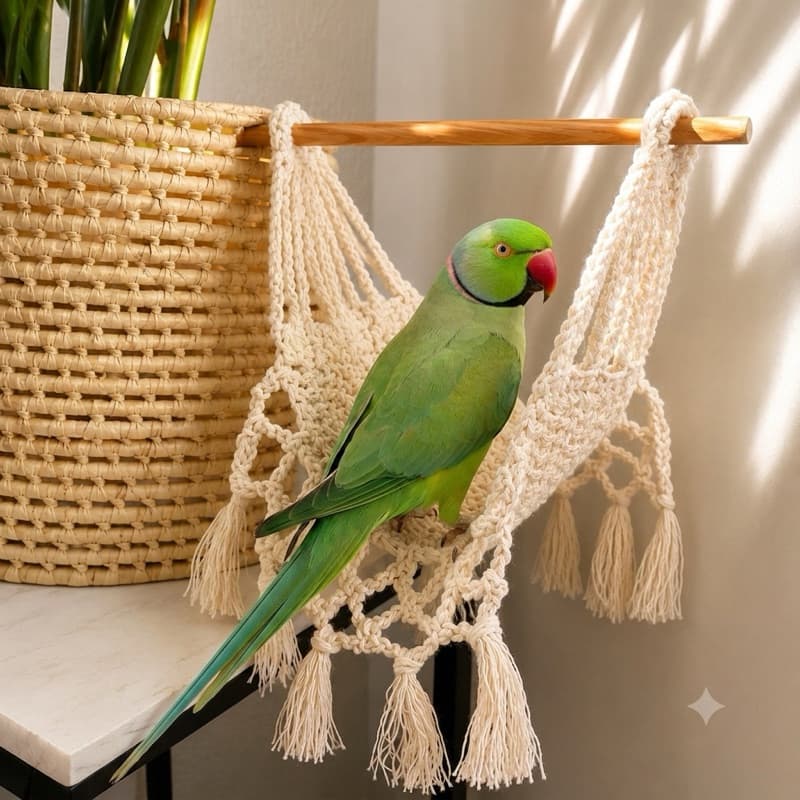 Rede de Crochê para Ring Neck - Catatua - Papagaio - Pássaros do mesmo porte