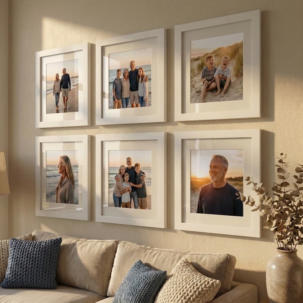 Quadros Decorativo Moldura 30x30 Foto 20x20cm Com Paspatur Moldura Minimalista Kit 6 Unidades