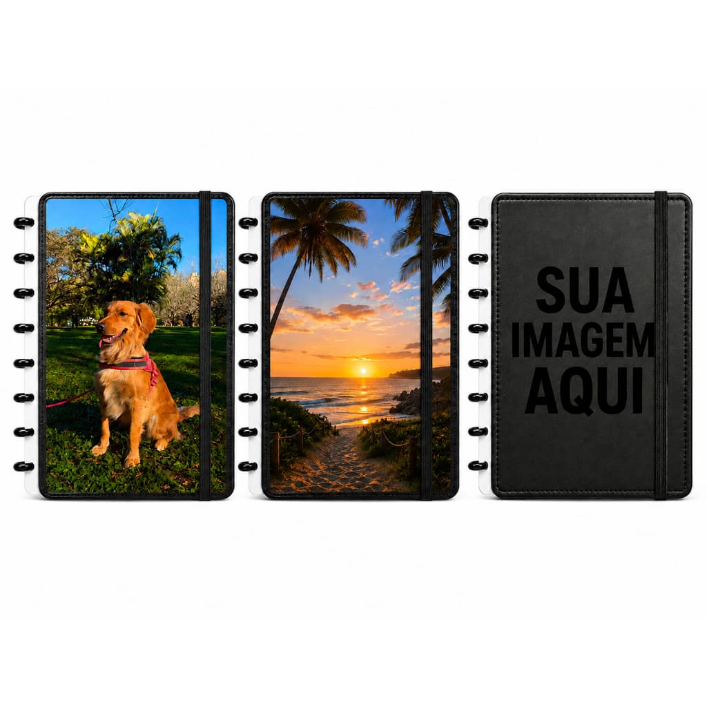 Caderno Inteligente Personalizado A4 80 Folhas | Capa Dura Recarregável com Nome ou Foto | Sistema de Discos