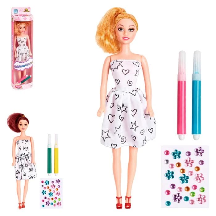 BONECA JOYCE COLORIR 29CM  – BRINQUEDO INFANTIL CRIATIVO