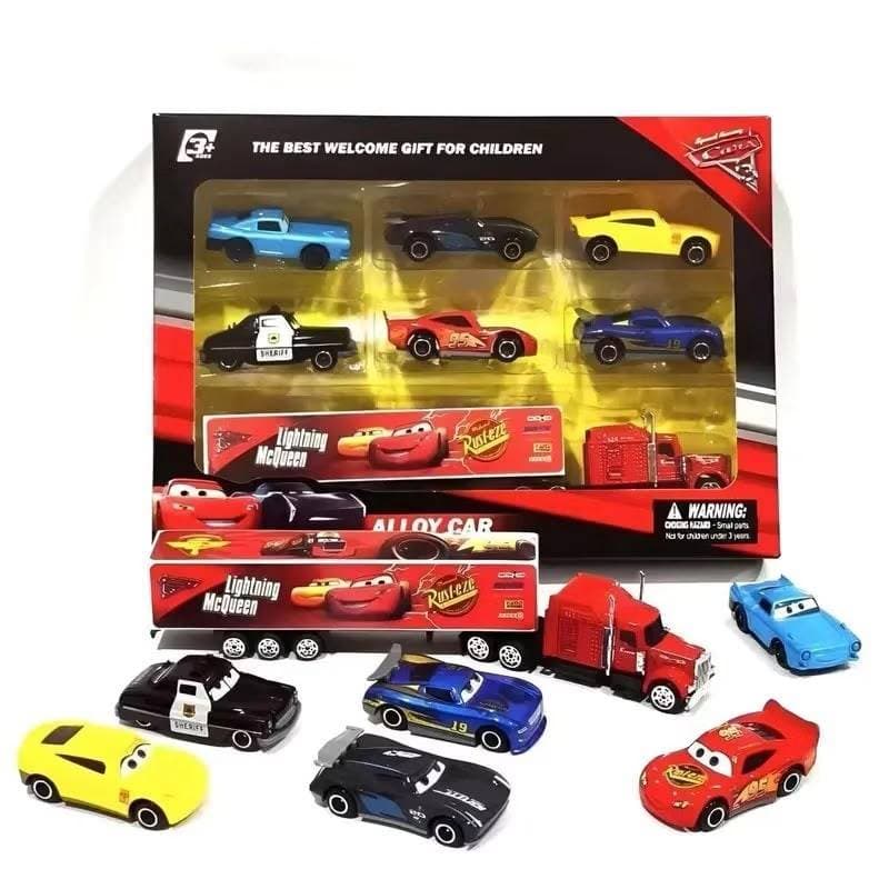 Kit Carrinhos De Metal Relâmpago Mcqueen e Caminhão Truck Brinquedo Infantil