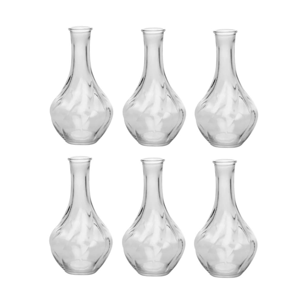 Kit 6 Vaso Decorativo 15 cm em Vidro Jarrinho Flores Solitátio Resistente
