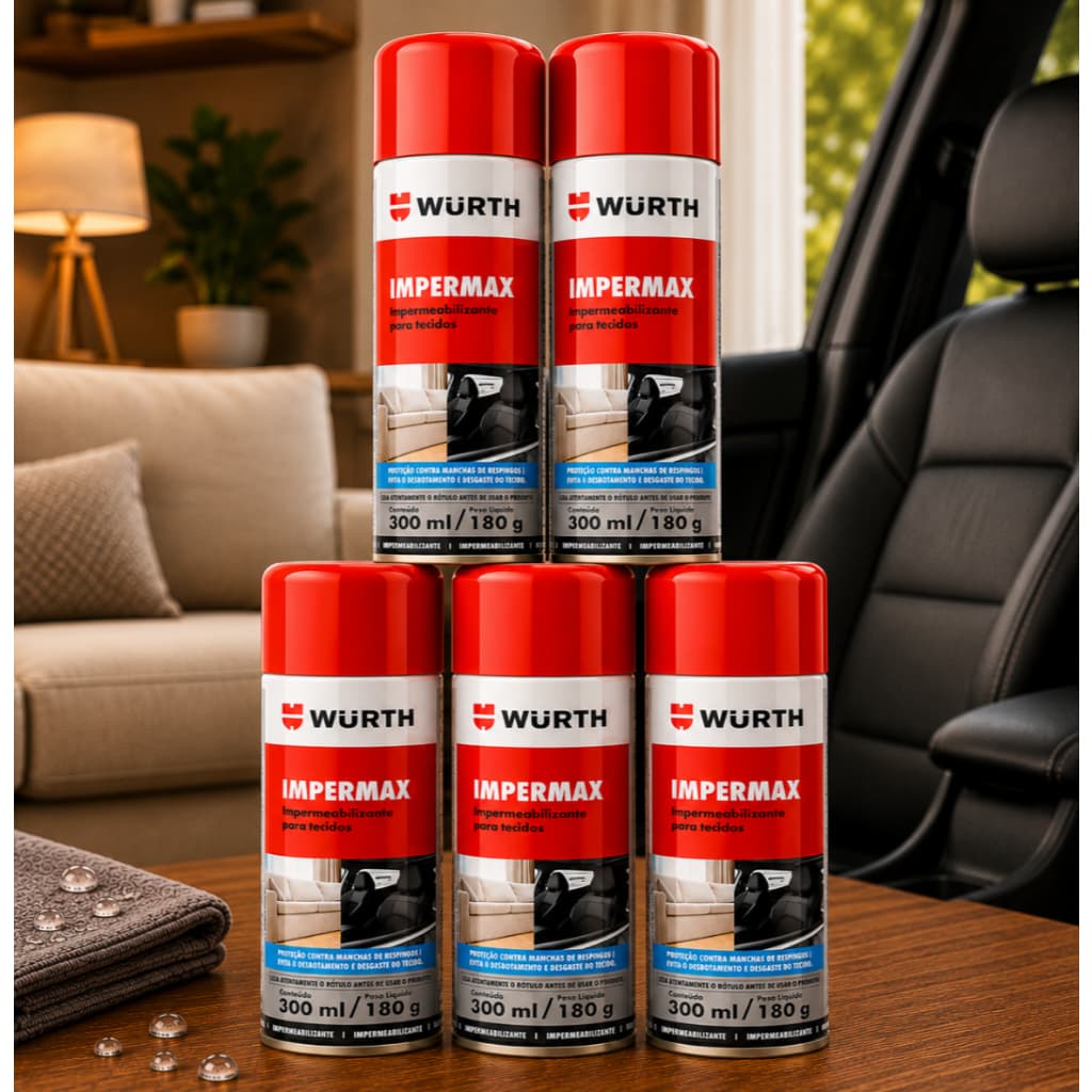 kit 5 Impermeabilizante De Roupas e Tecido Em Spray 300Ml Impermax Wurth