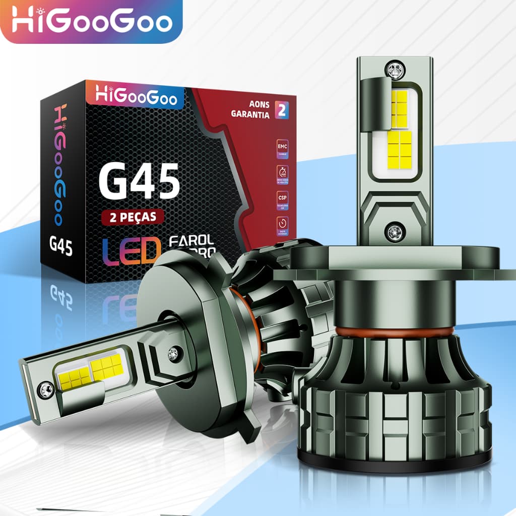 HiGooGoo Lâmpada LED Automotiva H1/H3/H4/H7/H11/H27/9005/9006 22000 Lúmens 6500K Farol Super Brilhante IP68 110W