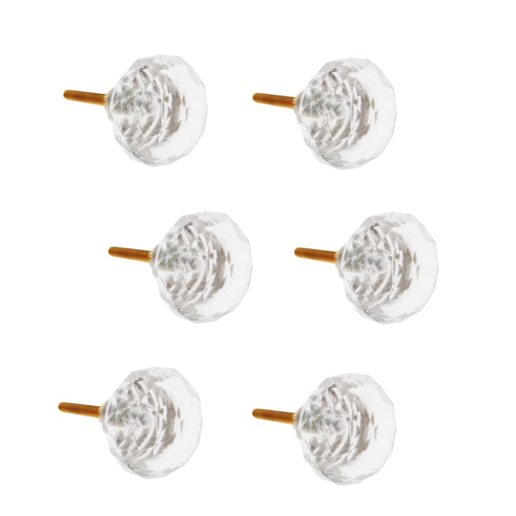 Kit 06 Puxadores Vidro Lapidado Gaveta Porta Móveis Luxo