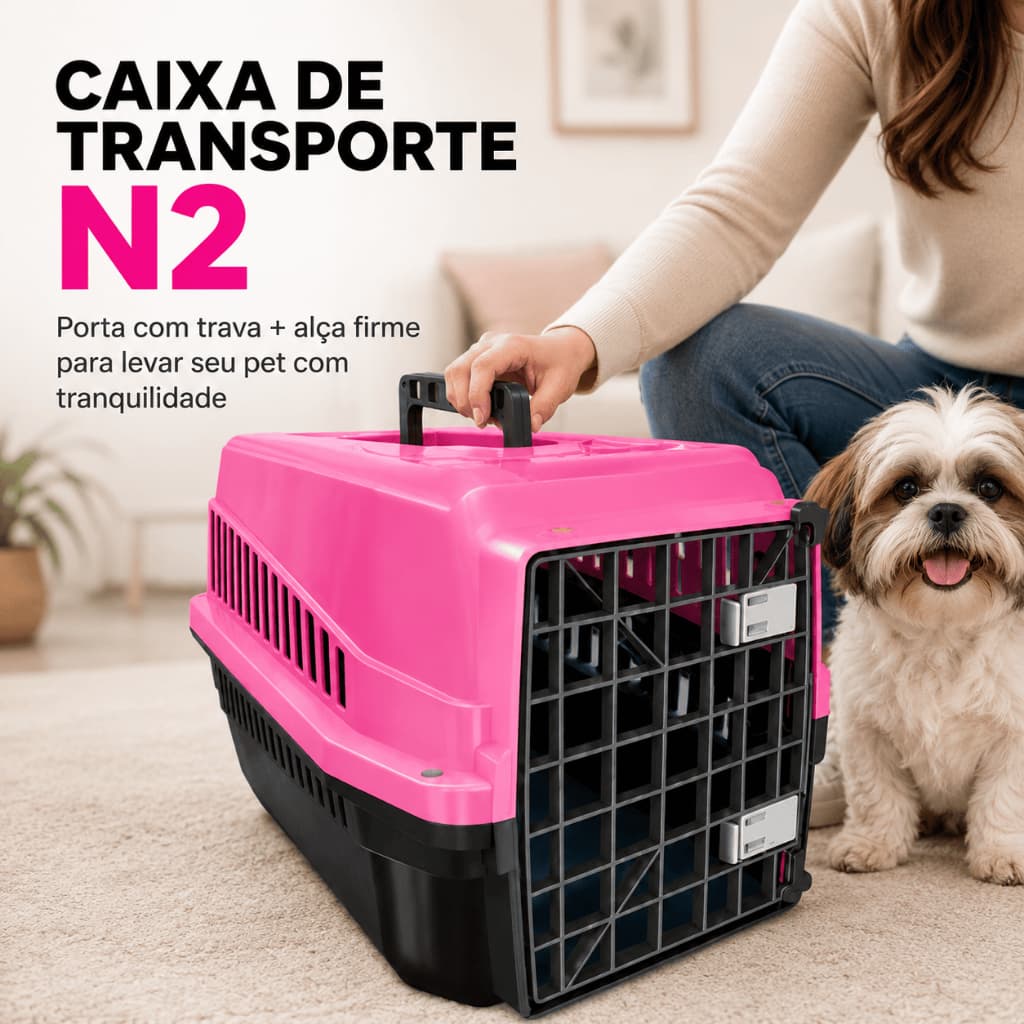 Caixa de Transporte N2 Pet Filhotes Cachorros Pequenos e Gatos