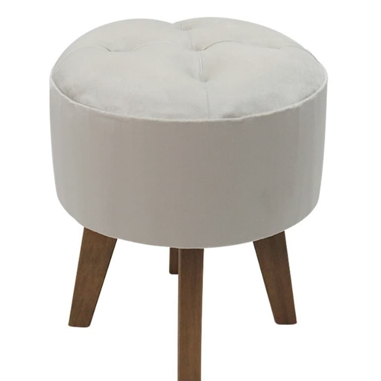Puff Banqueta Redondo Pé Palito Veludo Capitonê Luxo Puff Decorativo Sala Quarto Penteadeira Suporta 110kg