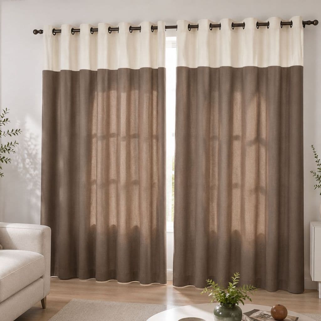 Cortina Oxford Bicolor 2,80 X 1,70 (largura x altura) para janela de Sala ou Quarto