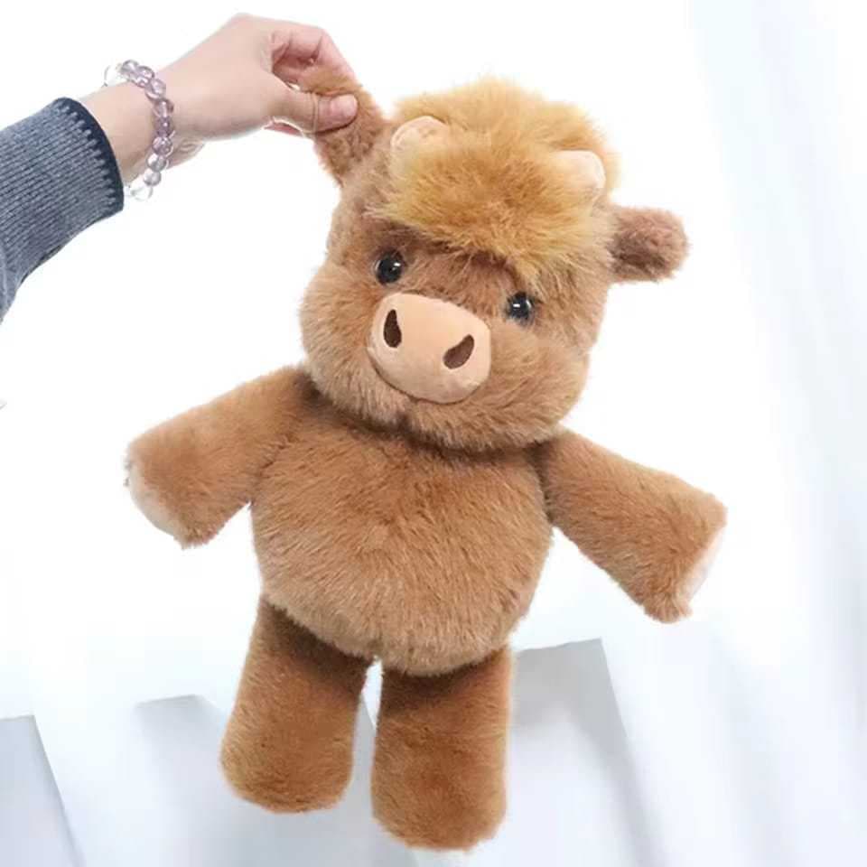 Pelúcia Bezerro Highland Escocesa Super Macia Boi das Terras Altas Fofa Premium 40cm