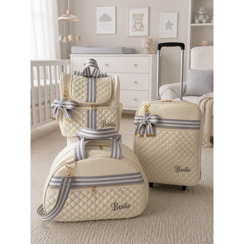 BOLSAS DE MATERNIDADE PERSONALIZADA CO NOME 3 PEÇAS
