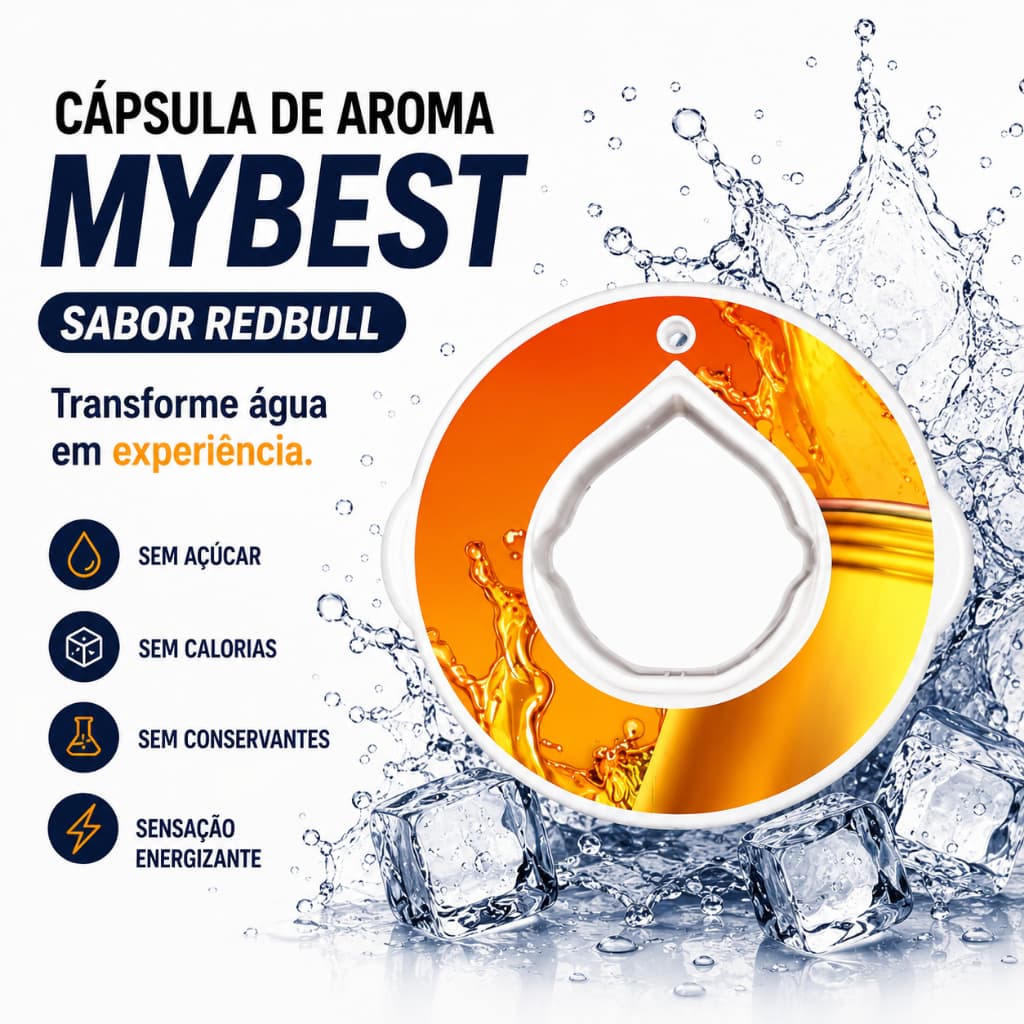 Cápsula Aroma My Sense Sabor Red Bull Refil para Garrafa Sensorial Água Hidratação Sem Açúcar