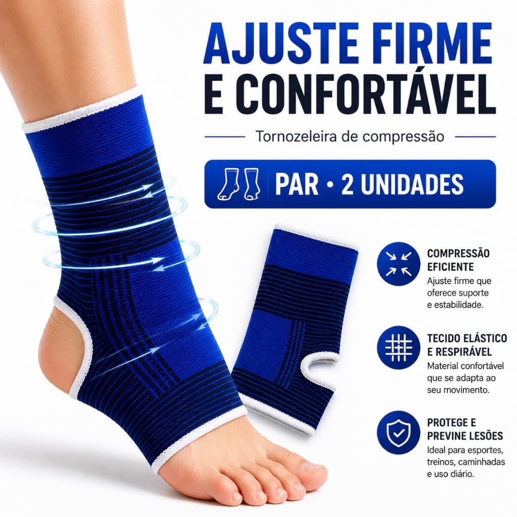 Kit 2 Tornozeleira de Compressão Ortopédica Esportes Menos Dor Estabilizadora Treino Exercícios Fisico