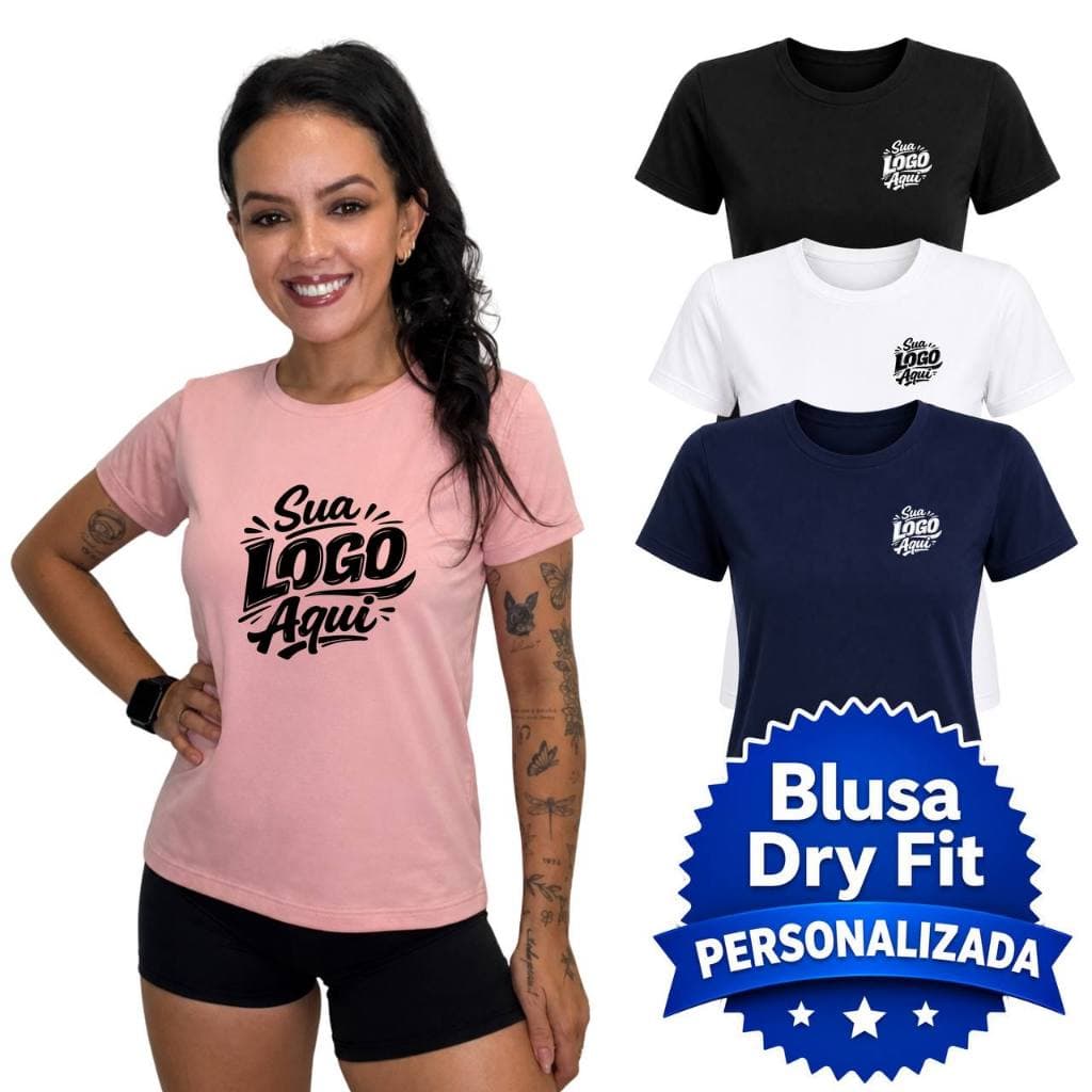 Blusa Fitness Personalizada Do Seu Jeito Dry Fit UV Academia Camiseta Feminina Leve e Confortável