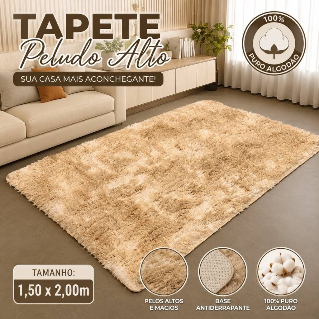 Tapete Sala 2,00x1,50 Quarto Peludo Felpudo Varias Cores