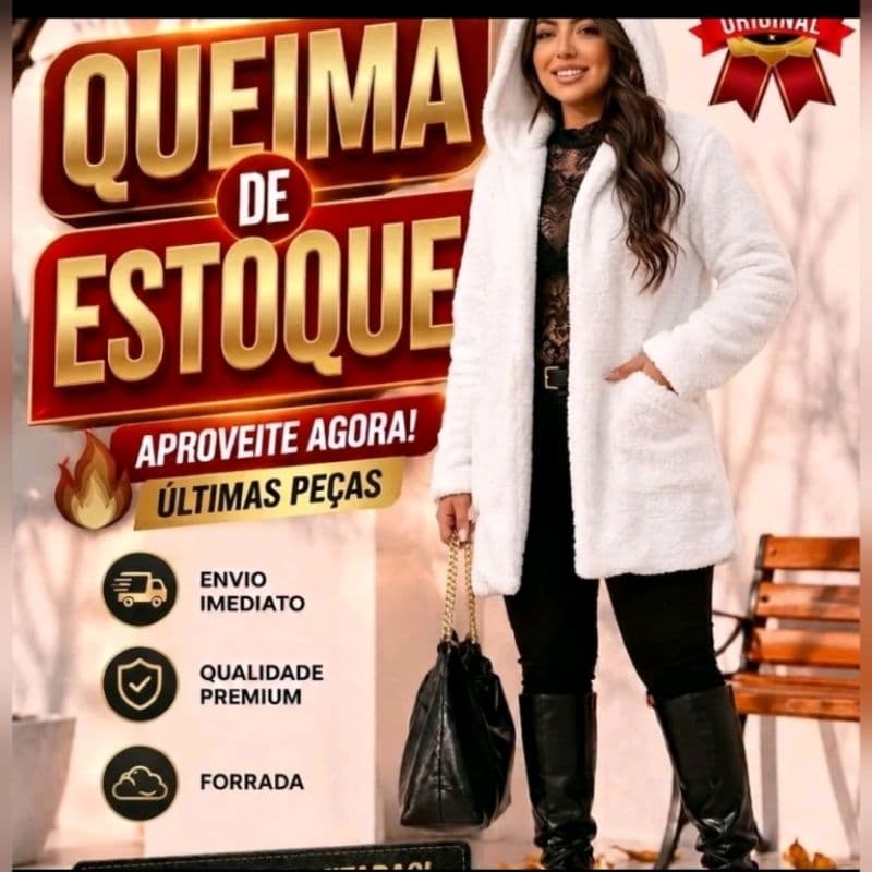 Casaco  Feminino  Peluciado  Inverno Quentinho  Elegante  Tamanho P , M