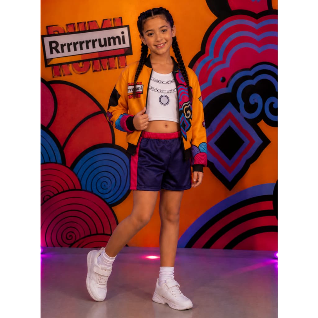 Fantasia Infantil da Rumi de Guerreiras do K-pop Roupa Conjunto Composto porTop Shorts e Blusa Dança Show Personagem