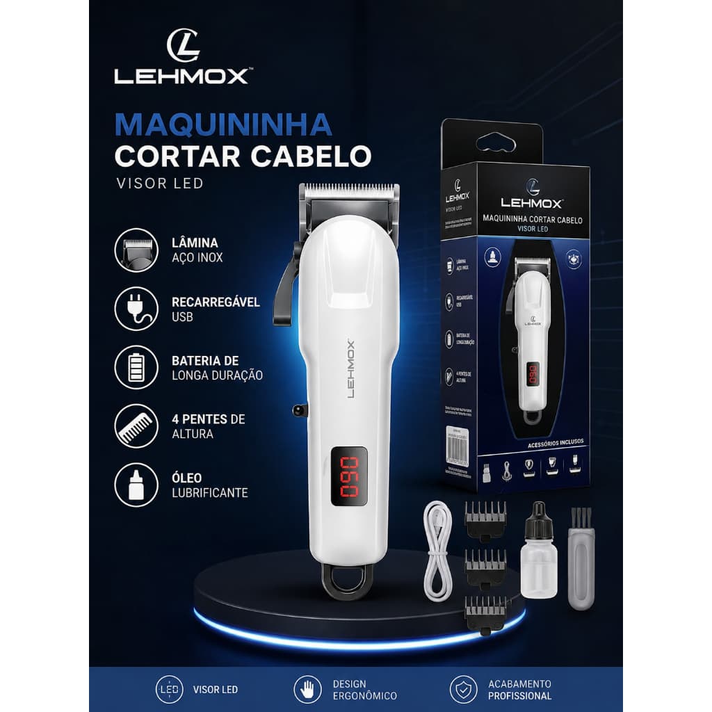 Máquina cortador cabelo barbeador sem fio profissional bivolt