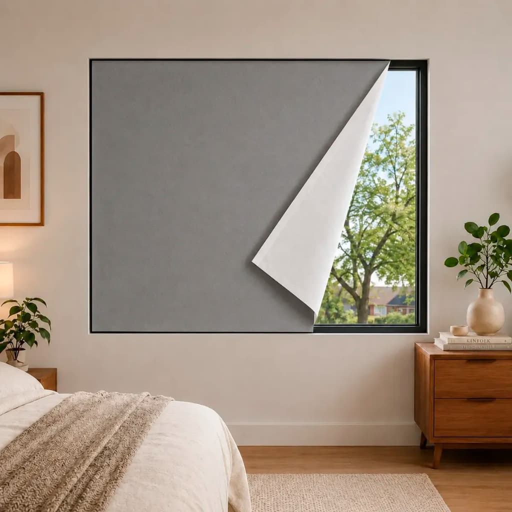 Cortina Painel Blackout 100% Cinza Velcro Sala Quarto Cozinha 2,00x1,40