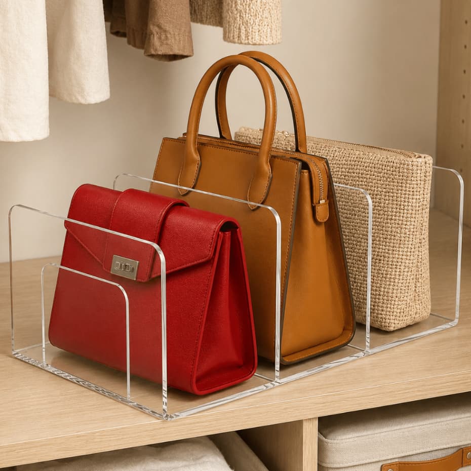 Organizador Bolsas Acrílico Transparente Multiuso 3 Divisórias