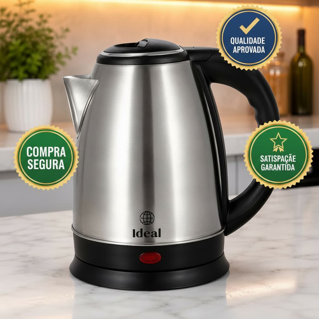 Chaleira Eletrica 1,8 Litros 1500W Corpo Inox Potente Aquecimento Rapido 220V