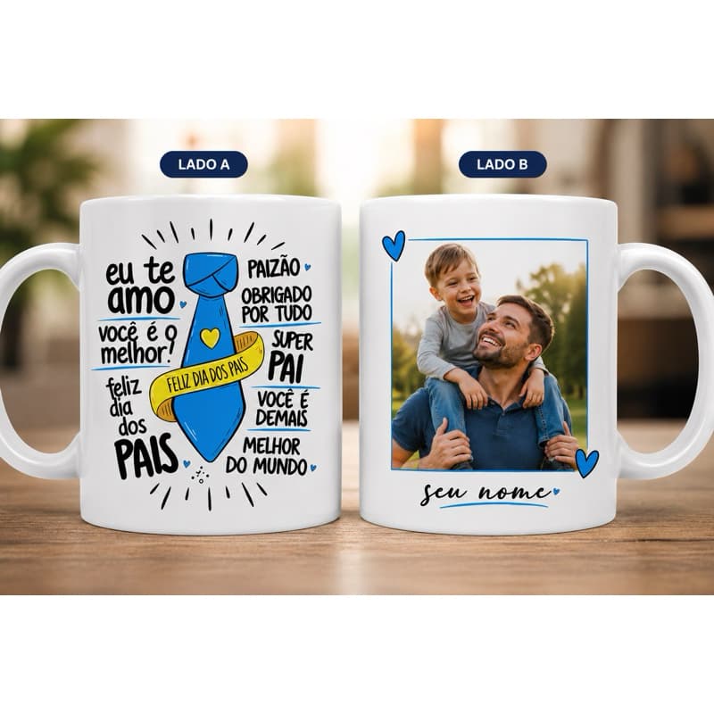 Caneca dia Dos Pais Personalizada/ Caneca Dia dos Pais Foto e Nome/ Caneca presente