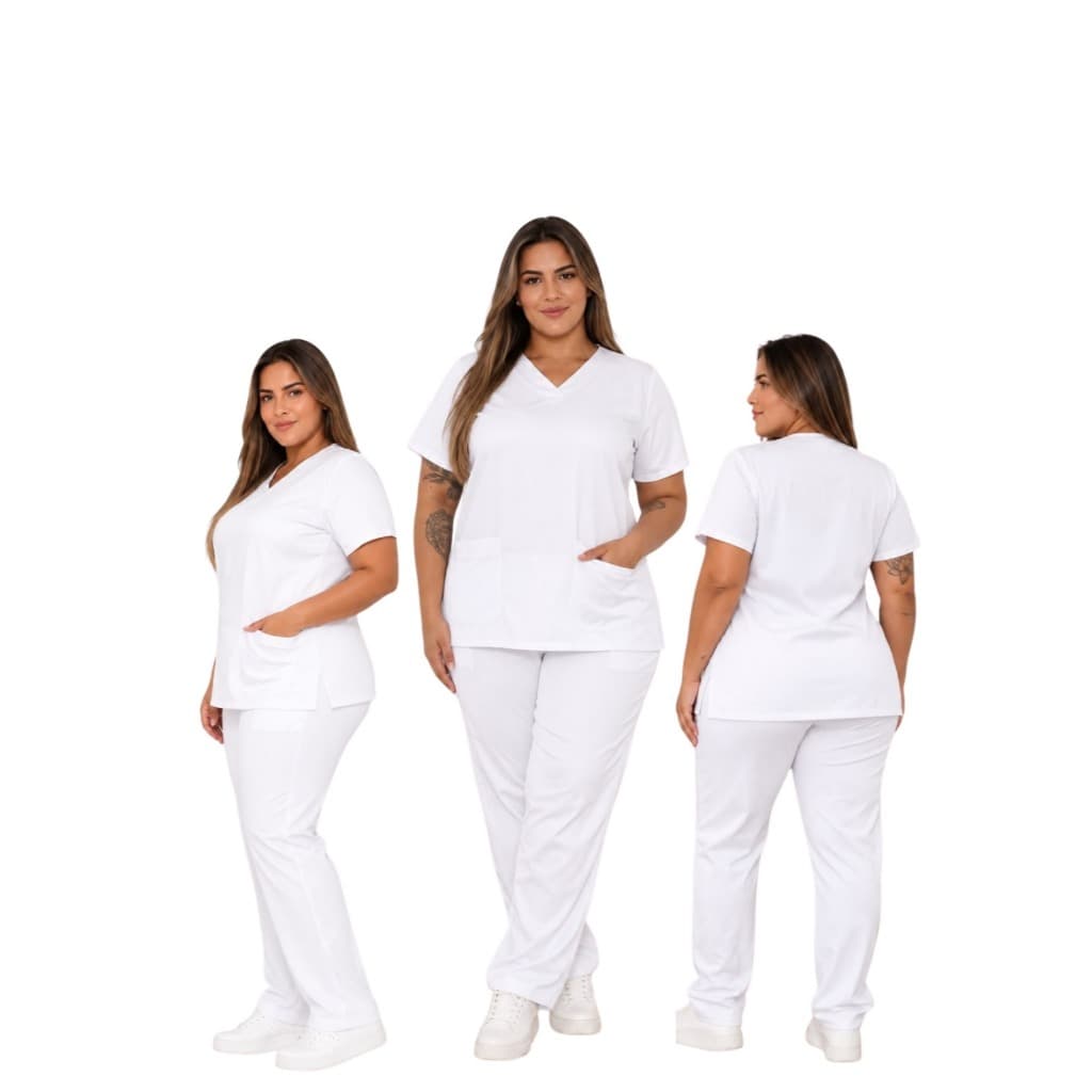 Conjunto pijama cirúrgico scrub hospitalar feminino acinturado tecido gabardine Plus Size 10