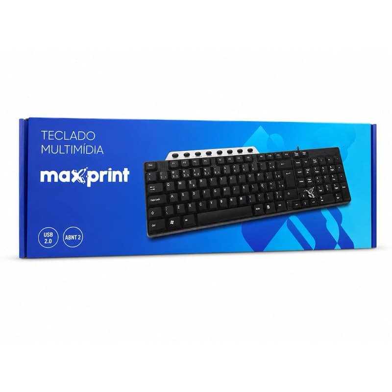 TECLADO MULTIMÍDIA MAXPRINT COM FIO USB 2.0 ABNT2 COMPLETO PARA PC E COMPUTADOR - TECLADO MAIS BARATO DA SHOPEE