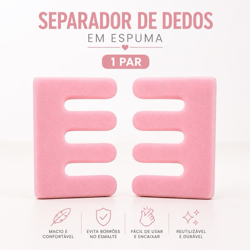 Separador de Dedos em Espuma para Pedicure Rosa Macio Reutilizável Manicure Kit 1 Par