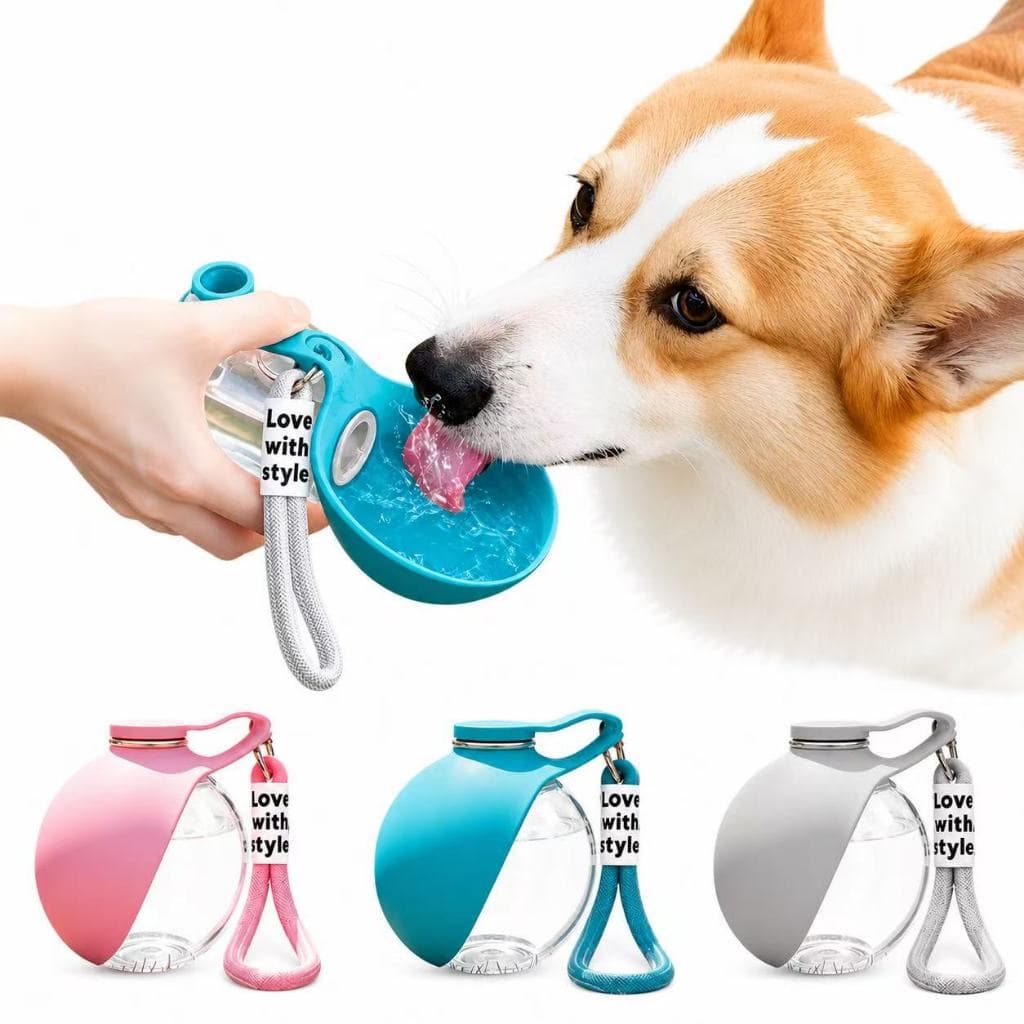 Garrafa de água portátil para cães, dispensador de água para viagens.