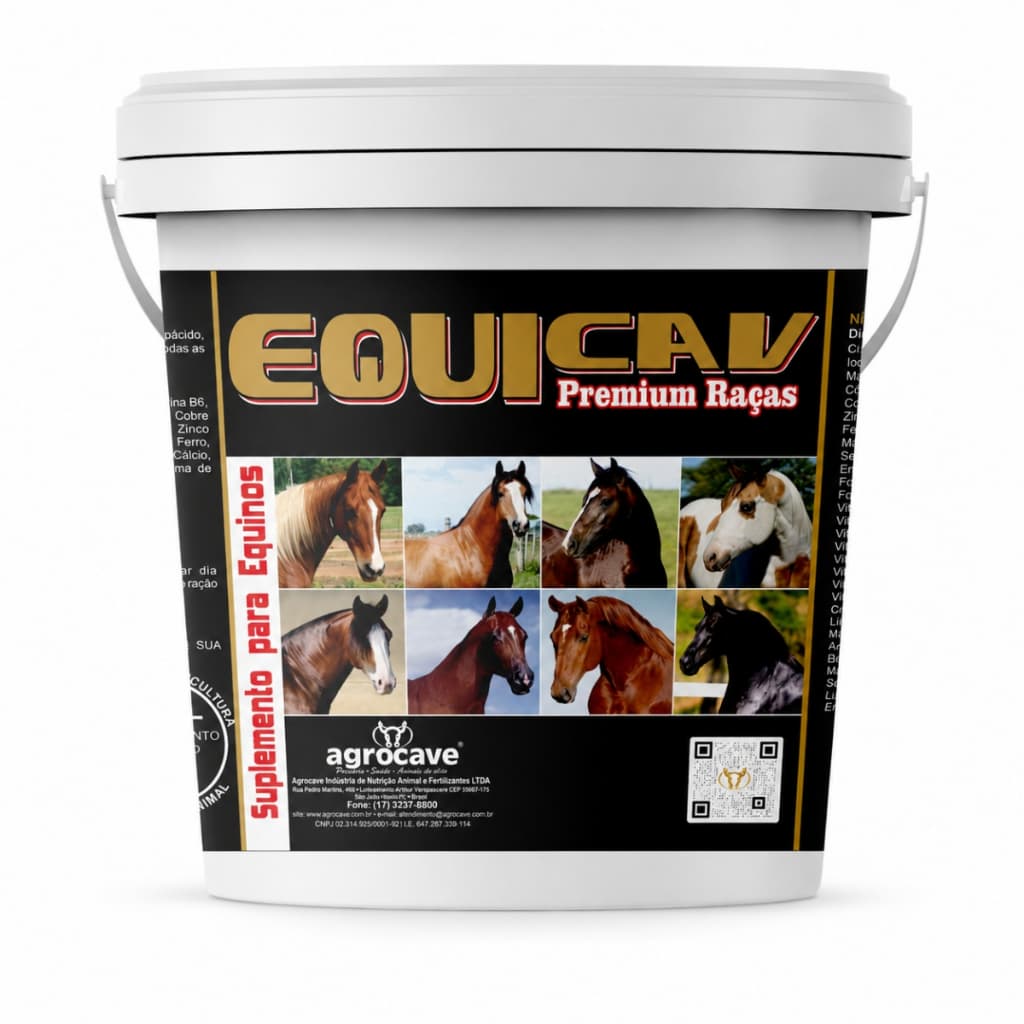 EQUICAV Premium Raças Agrocave Suplemento para Equinos com Creatina e Probiótico 5kg 10kg 20kg