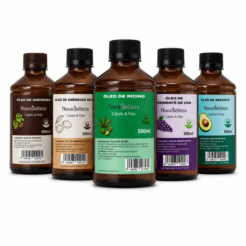 Óleo Vegetal 100% Puro de Abacate Semente de Uva Rícino Amêndoa Doce prensado a Frio para Cabelo e Pele