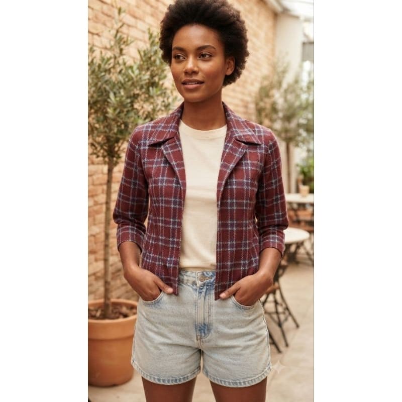 BRECHO Casaquinho Xadrez Feminino - Tamanho P