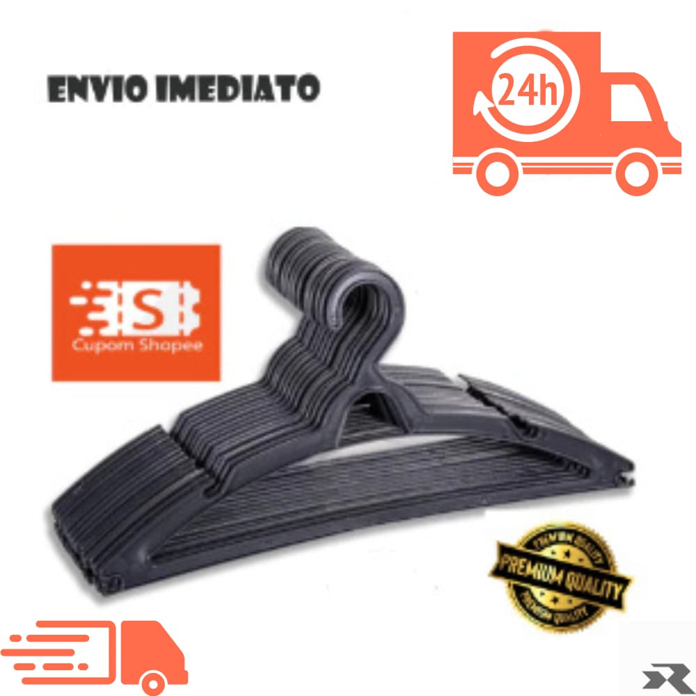 Cabide Adulto Preto Kit de 5 Cabides Reforçados Organizador Roupas Envio Mesmo dia