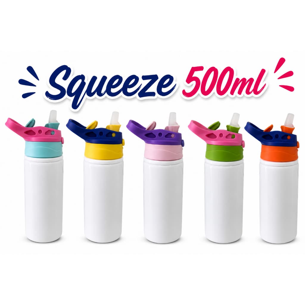 Squeeze de Aluminio Tampa colorida 500ml para Sublimação