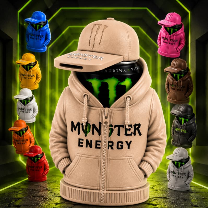 Kit Porta Lata Moletom + Boné Abridor Para Energético Monster Caneca Alta Qualidade Premium