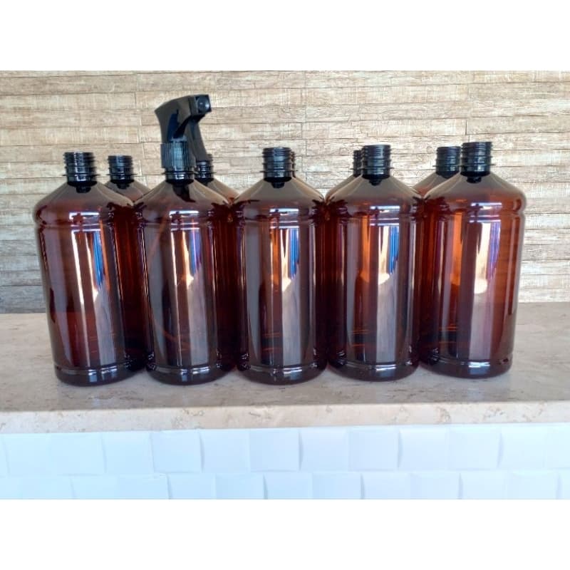 KIT 20 FRASCO  EMBALAGEM 1 LITRO PLÁSTICO  COR ÂMBAR RESERVATÓRIO NOVOS