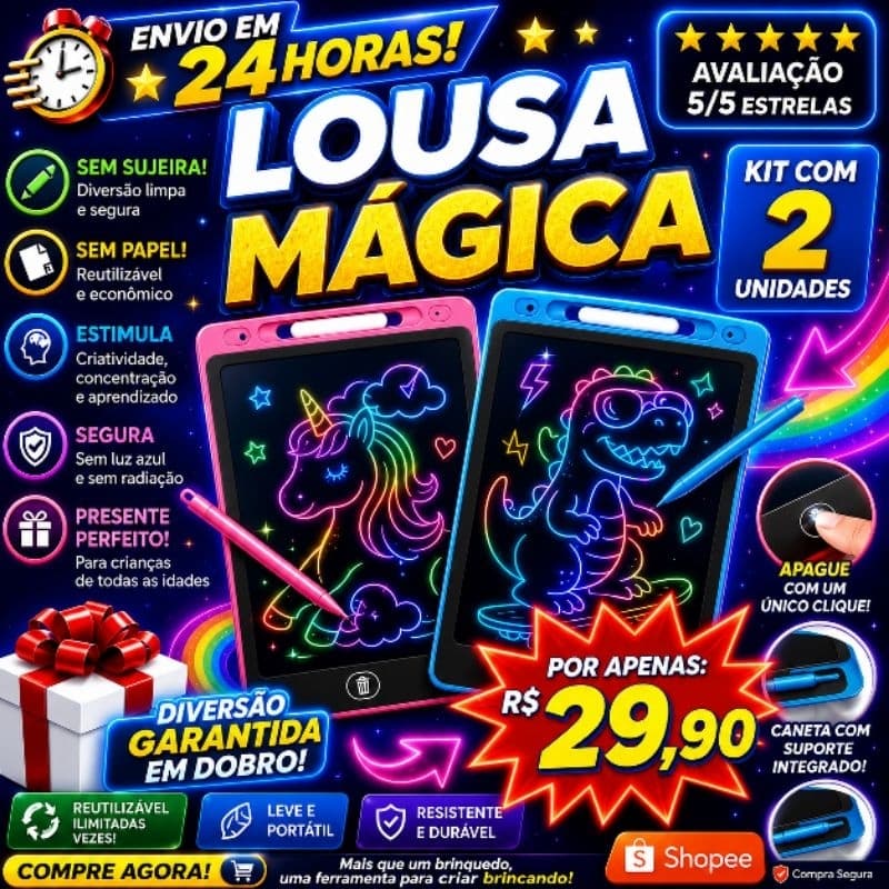 🎉Kit Com 2 Lousa Mágica Tela LCD 8.5Polegadas Infantil De Escrever E Desenhar Tablet🎉