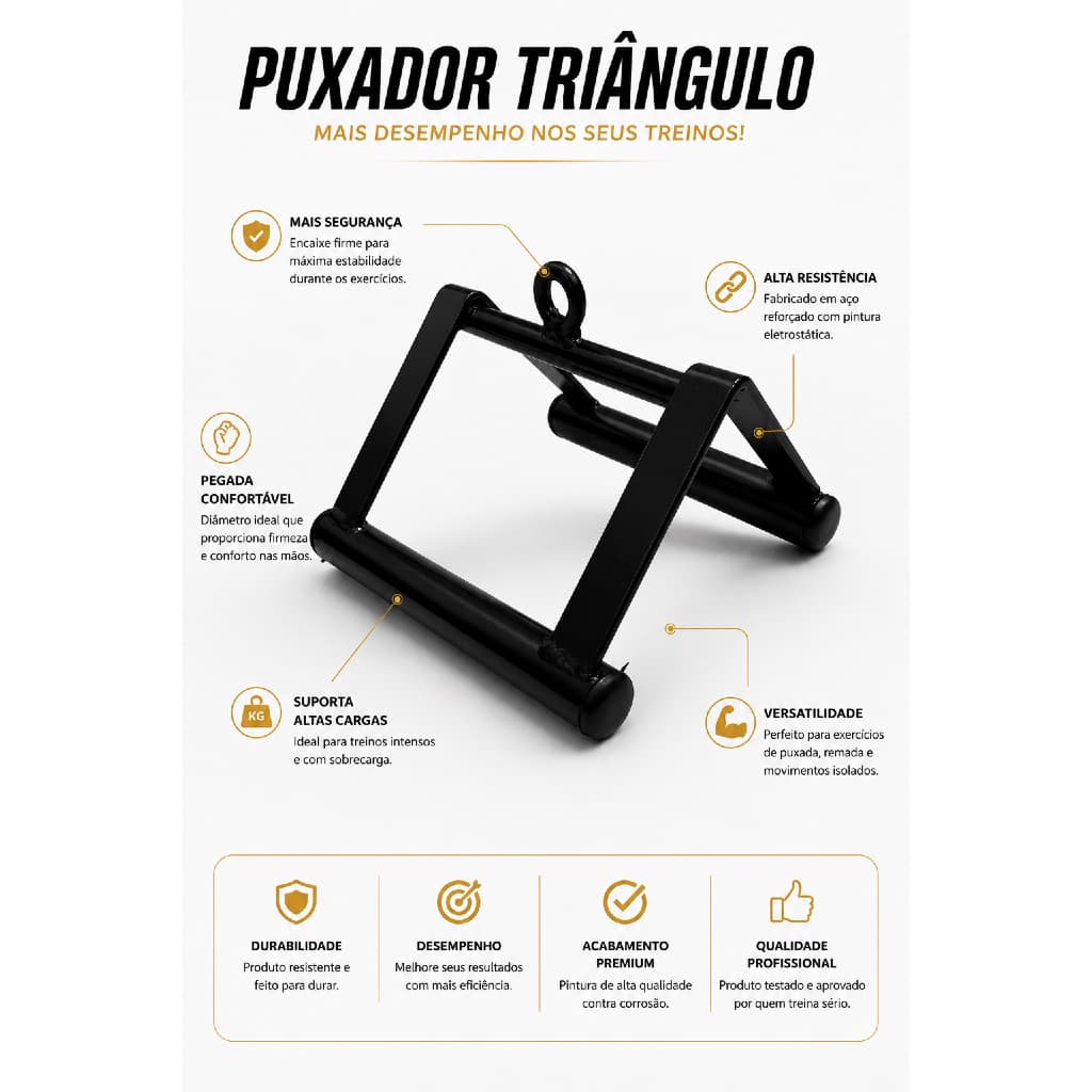 Triângulo para Academia em Aço Puxada e Remada Alta Resistência