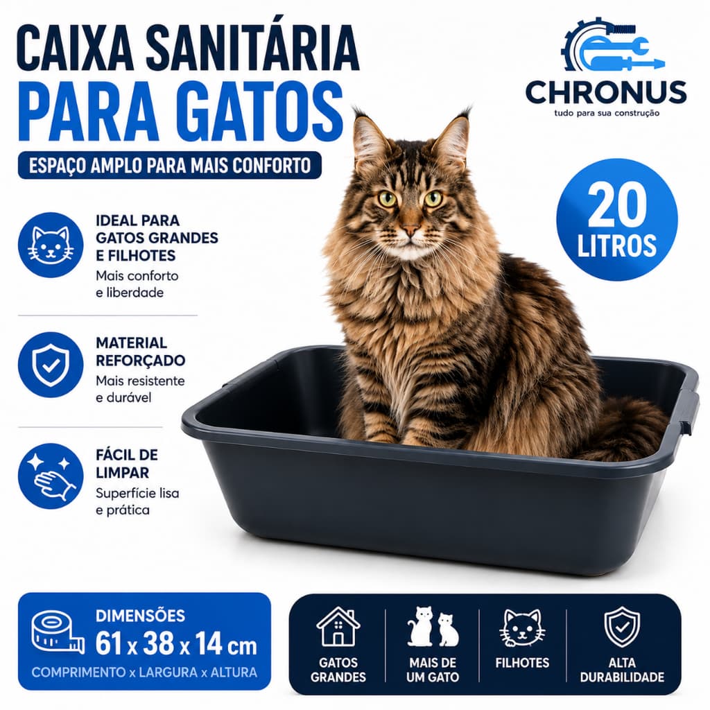 Caixa Sanitária para Gatos Grande 20LTS Thonpson