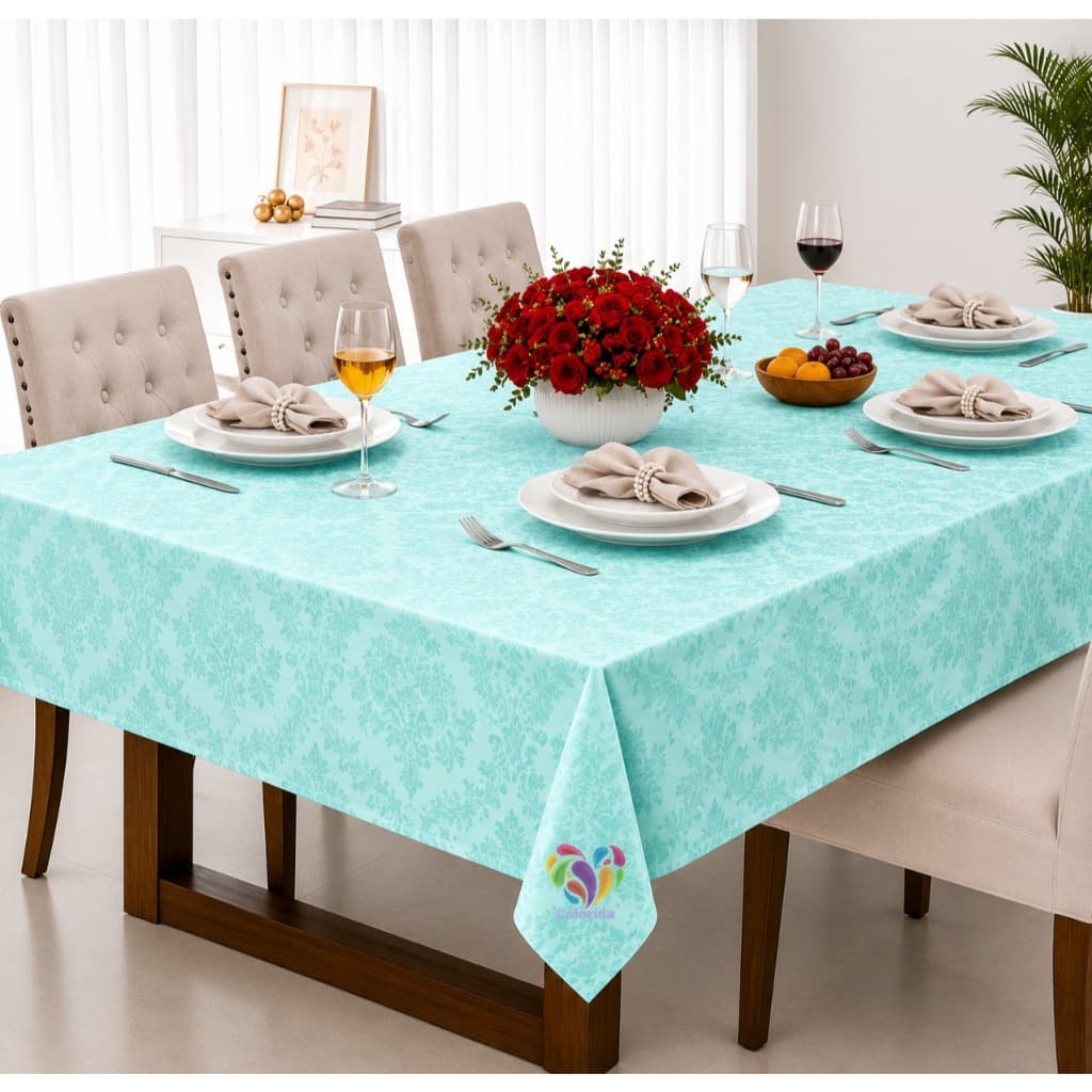 Toalha de Mesa Jacquard Luxo 6 Lugares 2,00x1,40 para Cozinha Tecido Grosso