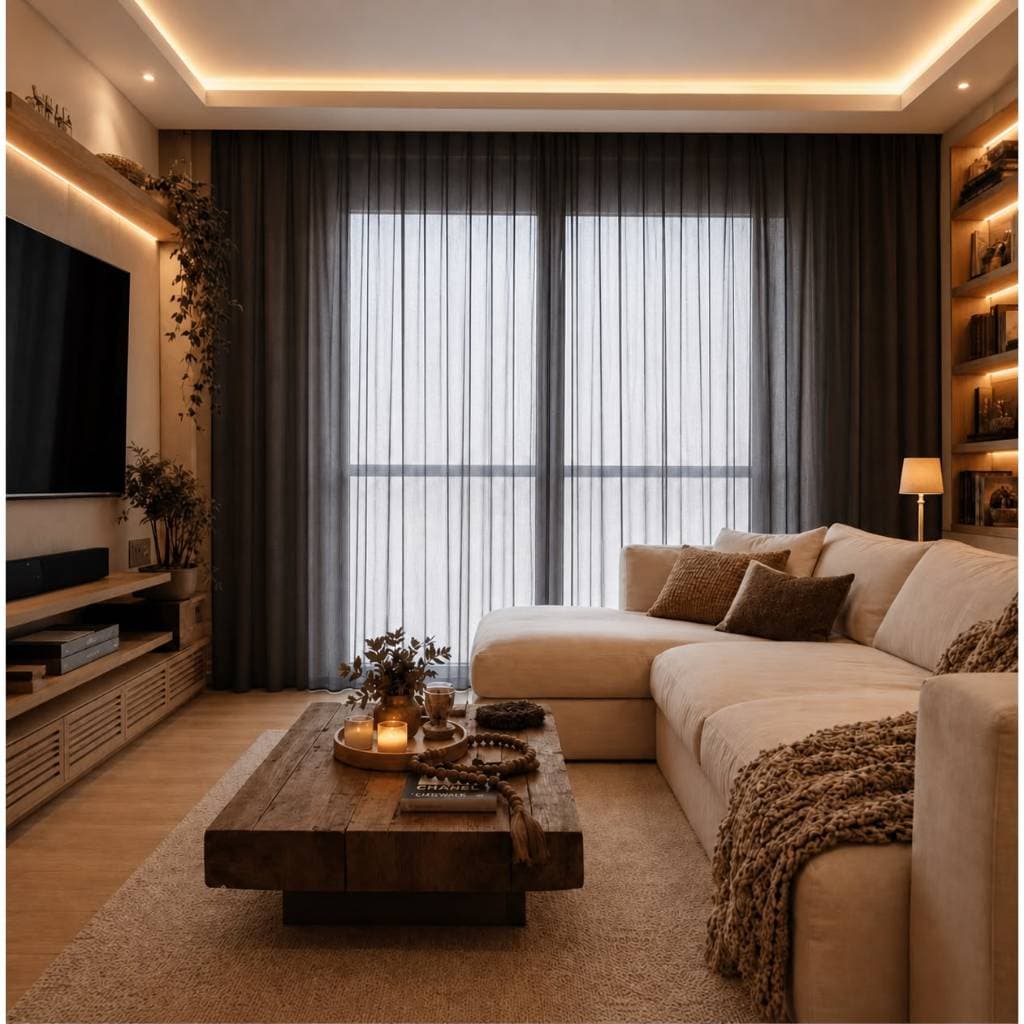 Cortina Microfibra 100% Poliéster 2,40m x 1,70m Lisa para Sala Quarto