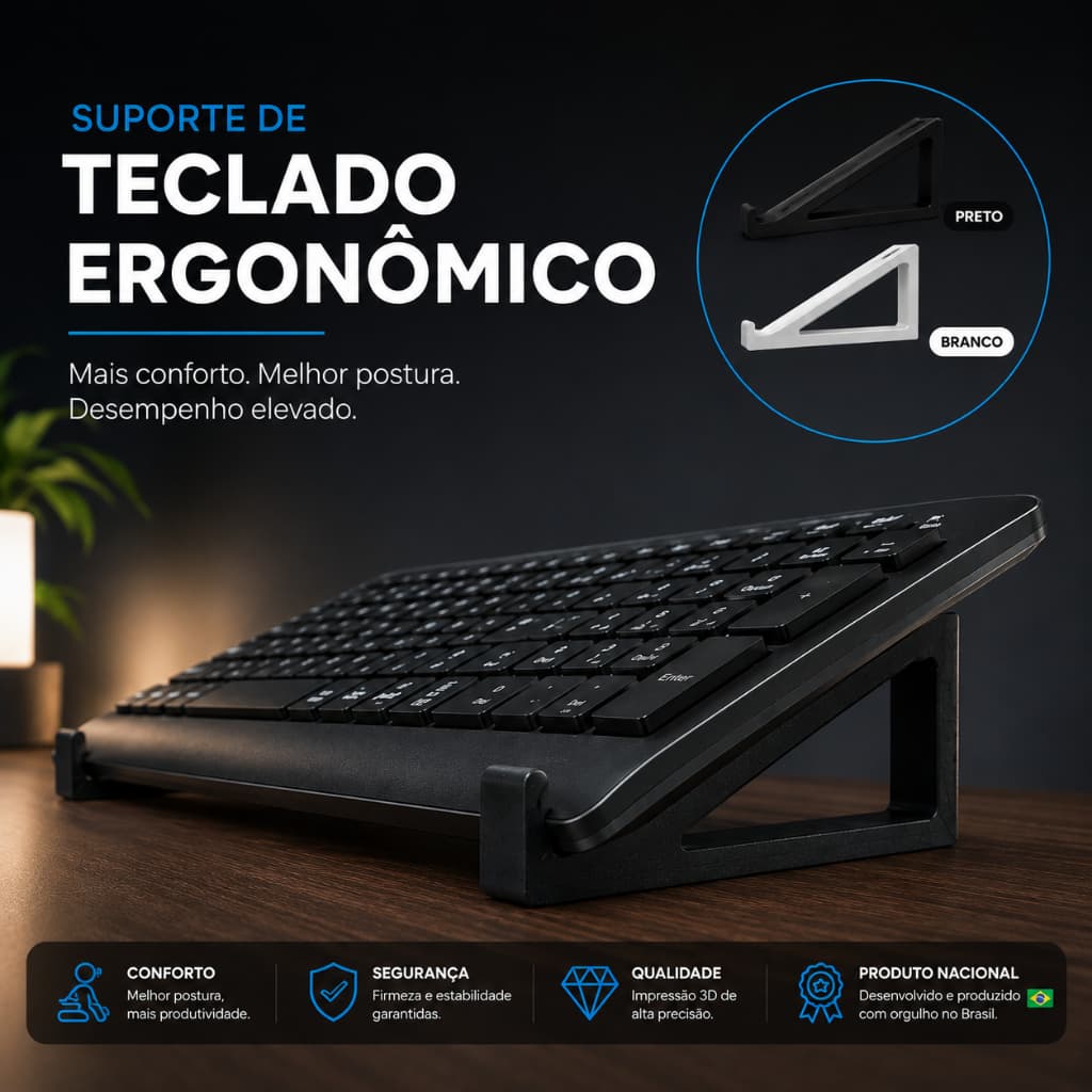 Suporte Para Teclado Ergonômico Com Antiderrapante Universal Melhora Inclinação Elevação para Teclado