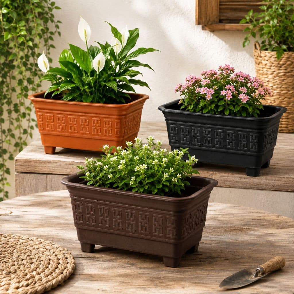 Kit 5 Jardineira Floreira Vasos 3,5 Litros Plantas Mudas Jardins