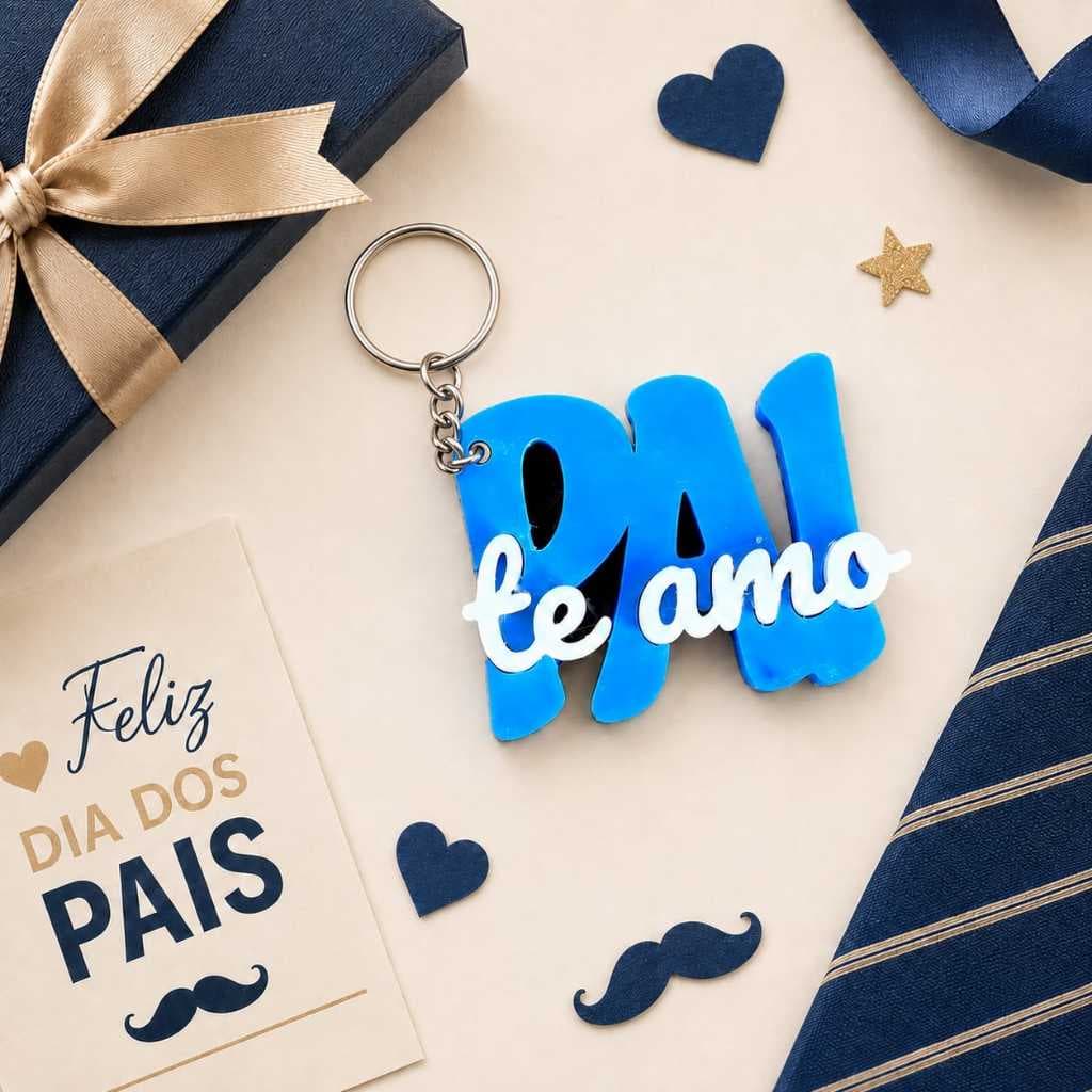 Chaveiro Dia dos Pais “Pai Te Amo” em Impressão 3D