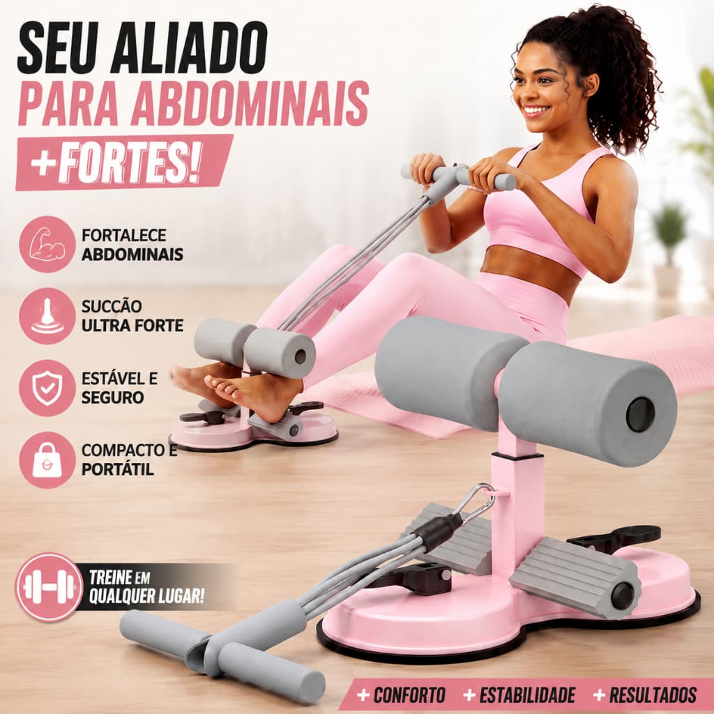 Equipamento Abdominal com Ventosas 3 Níveis Corda Elástica Abdômen Suporte de Celular Academia Casa