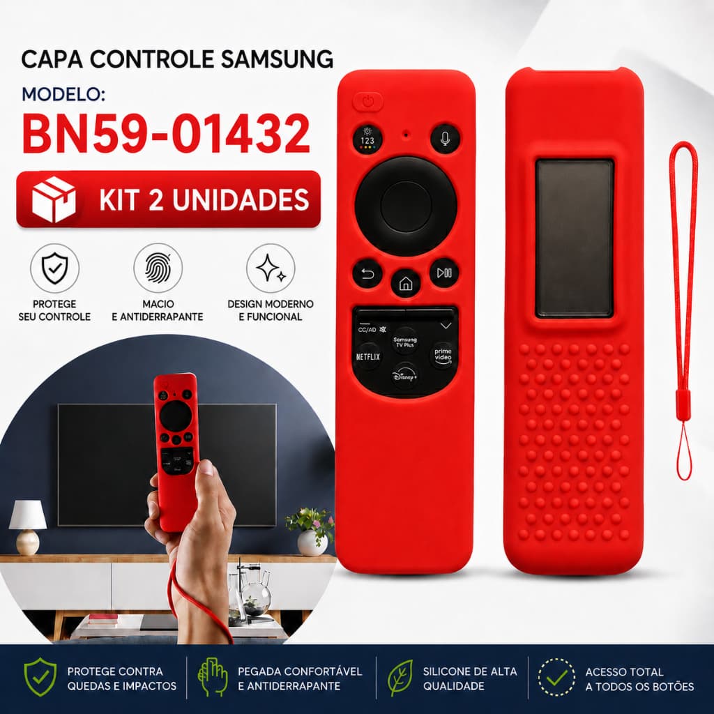 Kit 2 Capas De Controle Remoto Silicone Para TV Samsung Solar BN59-01432A Solarcell