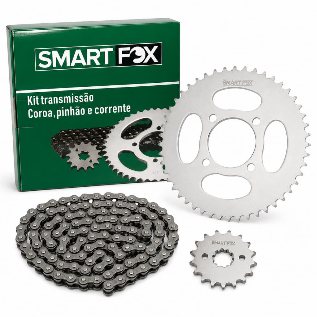 Kit Relação Transmissão Moto Yamaha XTZ 125 Anos 2003 a 2016 Smart Fox