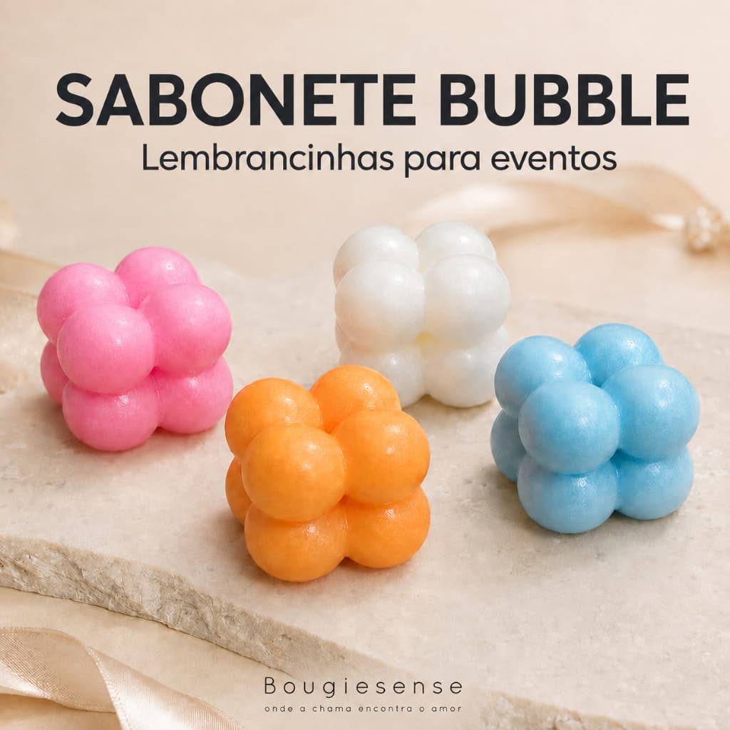 Mini Sabonete Artesanal Bubble 45g – Lembrancinha para Casamento, Aniversário, Chá de Bebê e Batizado